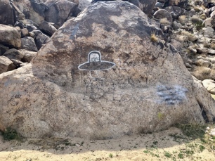 Graffitti spaceship at Giant Rock